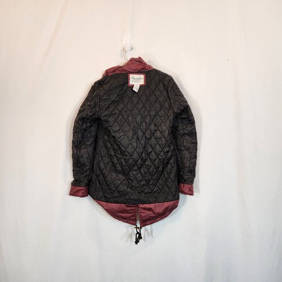 AMERICAN RAG Burgundy Red Hooded Parka Pockets Faux Fur Winter Womens Small S - Picture 8 of 12